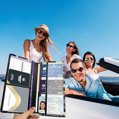 Car Registration and Insurance Holder with Magnetic Closure, Universal Document Organizer for License, Insurance Cards & Glove Box Storage (Daisy) - color: Daisy