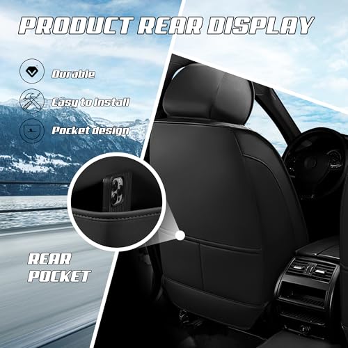 Car Seat Covers Fit for Honda 2000-2026, Stylish Sport Seat Covers, Waterproof Wear-Resistant Premium Nappa Leather Car Seat Covers.(2 Pcs Front/Black Blue)