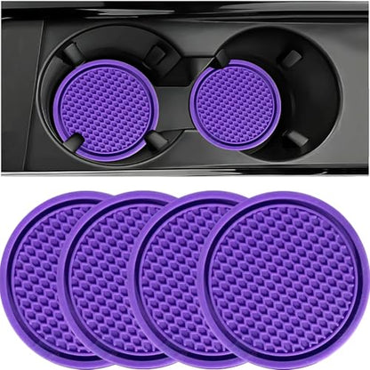 ZSDY Car Cup Coaster, 4PCS Universal Auto Non-Slip Cup Holder Embedded in Ornaments Silicone Coaster, Car Interior Accessories Sets, Purple - color: Purple