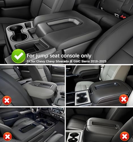 Center Console Cover Compatible with 2019-2026 Chevy Silverado & GMC Sierra Accessories, Only fit for 40/20/40 Jump Seat, Leather Middle Console Arm Rest Protective Cover, Anti-Scratch - size: For 2019-2026 jump seat cosnole