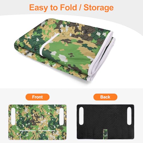 Golf Cart Seat Covers, Universal Golf Cart Seat Towel Blanket with 4 Front Pockets & Nonskid Bottom Fits for EZGO, Yamaha, Club Car and More 2 Person Seats Golf Carts - color: Green camouflage