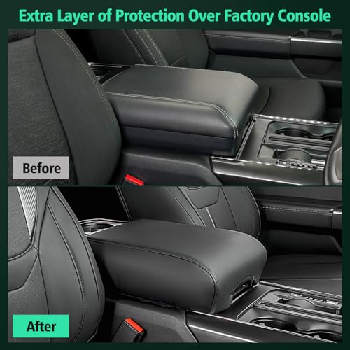 DiffCar® Console Center Cover for Ford F150: 2021-2026(Bucket Seat Console Only), Faux Nappa Leather Armrest Protector for F-150 Truck Interior, Car Accessories for F 150 2021 2022 2023 2024 2025 2026