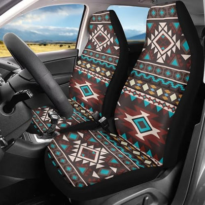 Dreaweet Aztec Car Seat Covers Front Seats Only Southwestern Car Accessories Interior 2 Piece Washable Universal High Back Bucket Seat Covers for Most Cars SUV Trucks - color: Aztec Southwestern