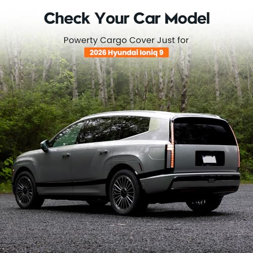 Powerty Cargo Cover for 2026 Hyundai Ioniq 9 Accessories, Carbon Fiber Trunk Cover Retractable Trunk Shielding Shade Cargo Luggage Cover Black - size: 2026 | Hyundai Ioniq 9