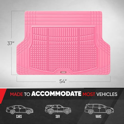 MotorTrend FlexTough Rear Cargo Mat – Heavy-Duty Trimmable Rubber Trunk Mat, Universal All-Weather Cargo Liner for Cars, SUVs & Trucks, Flexible Non-Slip Automotive Floor (Pink) - color: Pink
