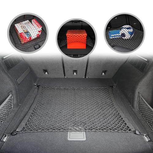 Floor Style Automotive Elastic Trunk Mesh Cargo Net for Audi Q5 Premium Prestige 2018-2025 - Premium Trunk Organizers and Storage - Luggage Net for SUV- Best Car Organizer for Audi Q 5