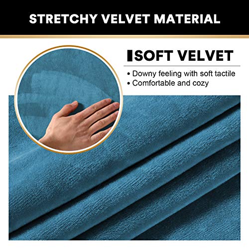 2 Pack Thick Velvet Stretch Armrest Covers for Chairs and Sofas, Non Slip, Blue - color: Blue