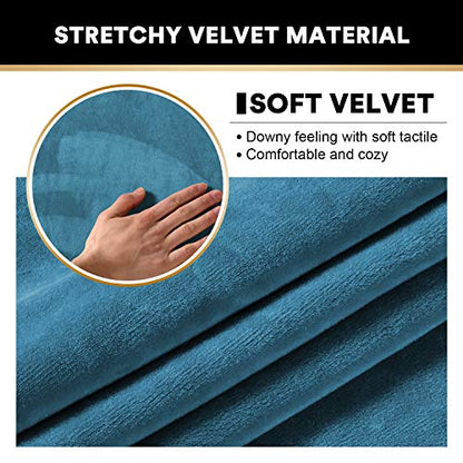 2 Pack Thick Velvet Stretch Armrest Covers for Chairs and Sofas, Non Slip, Blue - color: Blue