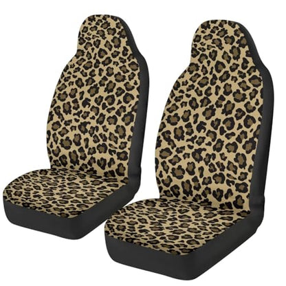 Leopard Print Car Front Seat Covers Set of 2 Nonslip Car Seat Covers Front Seats Only Stretch Polyester Fabric Cover Cars Seats Covers Protector for Cars Sedans SUVs - color: Leopard Print