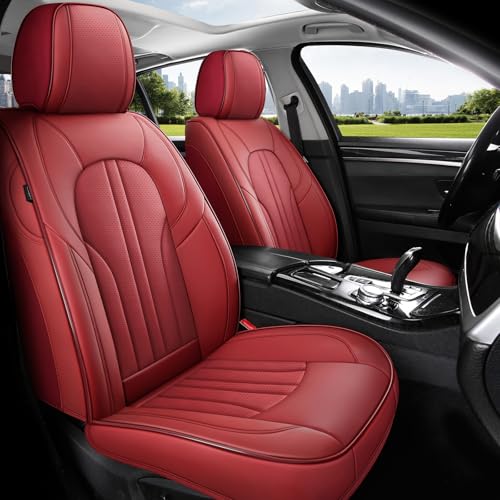 MINGBRON Red Car Seat Covers,Leather Car Seat Cover, Waterproof Seat Covers Full Set - color: Red, size: Full Set