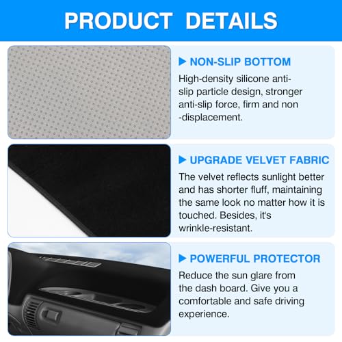 Autorder Dashboard Cover Mat for 1995 1996 Chevy Chevrolet Silverado C/K 1500 2500 3500&Tahoe&Suburban/GMC Sierra&Yukon Pickup Truck Accessories Dash Cover Upgrade Velvet Dash Mat - size: 1995 1996 Silverado