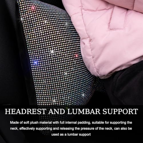 Bling Car Seat Neck Pillow, Soft Bling Bowknot Headrest Neck Support Rest Cushion, Neck Relax Head Rest Auto Pillow with Crystal Rhinestone for Women, Car Accessories (Blue) - color: Blue