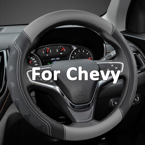 GIANT PANDA Car Steering Wheel Cover Customized for Chevy, Black and Gray - color: C-Black+Gray