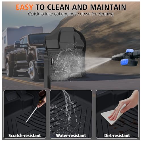 All Weather Floor Mats for 2017-2026 Ford F250/F350/F450 SuperCrew Cab with Rear Under Seat Storage, TPE Rubber Floor Liners Anti-Slip Full Set Automotive Mats for 2024 2025 F250/F350/F450 Accessories