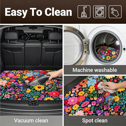 Automotive Floor Mats 5 Pcs, Universal Car Floor Mats,Floral Car Mats, Flower Car Accessory for SUVs/Sedan/Wagons, Durable Protective Mat, Trunk Liner for Families/Travel Enthusiasts - style: Bundle66