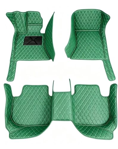 Custom Making Car Floor Mats Waterproof Anti-Slip Faux Leather Protection Floor. Auto Foot Pad Set Automobile Interior Carpet Accessories for SUV and Trucks (Green) - color: green