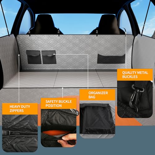 Dog Car Seat Cover for Back Seat - Upgraded PU Leather Dog Hammock, 400lbs Hard Bottom Backseat Pet Cover, Waterproof Anti-Scratch + Pet Safety Belt (Gray-54“x18”) - color: 01-GRAY, size: L