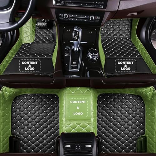 Custom Making Car Floor Mats for 96.5% Sedan SUV Sports Car Full Coverage Cute Men Women Pads Protection Non-Slip Leather Floor Liners (Black and Green) - color: Black and Green