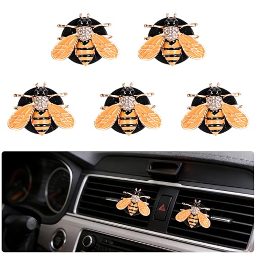 5PCS Bumblebee Car Decor,shiny Air Freshener Vent ClipsCar Accessories Decoration for Refillable Outlet Diffuser, Universal for Most Cars(bee) - color: bee