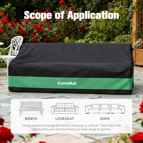 2-Seater Patio Sofa Cover Waterproof ，Heavy Duty Outdoor Couch Cover，Patio Furniture Cover for Sofa with Air Vent and Handles,58" Wx 28" Dx 35" H，Black & Green