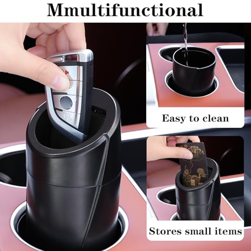 Car Trash Can Bin with Lid - 2 Packs Garbage Can Cup Holder - Black Mini Leakproof Vehicle Trash Bin with 40pcs Trash Bags - Car Organizers and Storage for Front Back Seat Accessories