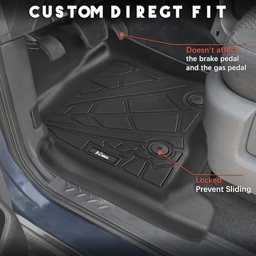 KARPAL Floor Mats for 2010-2014 Ford F150 SuperCrew with 1st Row Bucket Seat, Custom Fit TPE All Weather Ford F-150 Accessories 1st & 2nd Row Floor Liner - style: 2010-2014 | For Ford F-150 | 1st & 2nd Row