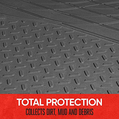 Motor Trend FlexTough Gray SUV Cargo Liner & Car Trunk Mat - Universal Trim-to-Fit All Weather Cargo Mats for Back of SUV - SUV Trunk Mat & Trunk Liner Floor Mat Cargo Cover - Trunk Cover - color: Gray