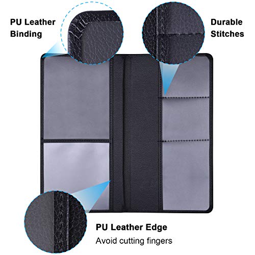 Wisdompro Car Document Holder Organiser, PU Leather Vehicle Insurance and Registration Holders Wallet Case for ID Card, Driving Licence, Key Contact Information Cards - color: Black