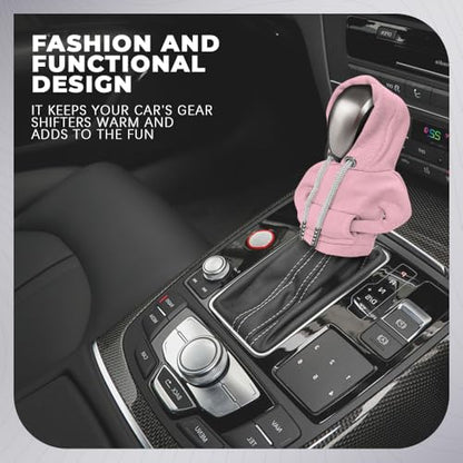 Gear Shift Hoodie, Gear Shift Cover, Fashionable Hoodie Automotive Gear Shift Knob Protector, Car Accessories Mini Sweater Gear Shift Knob Cover for Car Gear Shift Levers (Pink) - color: Pink