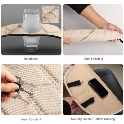2PCS Linen Front Seat Covers for Cars Sideless Seat Covers Breathable Cloth Fabric Car Seat Protector Universal Fit Most Automotive, SUV, Trucks, Van(Beige) - color: LINEN BEIGE