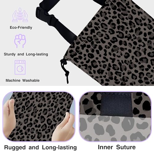 Car Trash Bag Hanging Black Gray Leopard Print Car Trash Can for Back Seat Waterproof Car Trash Bin with Adjustable Straps and Drawstring for Car Accessories Vehicle Travelling Camping - color: Black Gray Leopard Print
