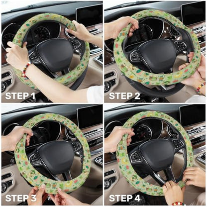 GENANY Leaf Mask Spirits Steering Wheel Cover, Non Slip Polyester Car Wheel Protector for Car SUV Truck, Universal 15 Inch - color: Leaf Spirits
