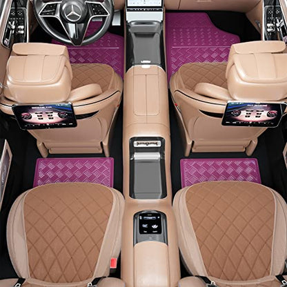 All Weather Aluminum Universal Fit Car Floor Mats Fit for Sedan, SUVS, Truck and Vans Set of 4 (Pink)