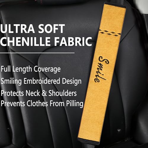 Extra-Long Car Seat Belt Cover Comfortable & Stress-Relieving Durable and Comfortable Car Seatbelt Shoulder Pad Enhance Your Driving Comfort and Safety (Yellow, L-19)