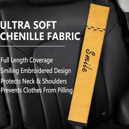Extra-Long Car Seat Belt Cover Comfortable & Stress-Relieving Durable and Comfortable Car Seatbelt Shoulder Pad Enhance Your Driving Comfort and Safety (Yellow, L-19)