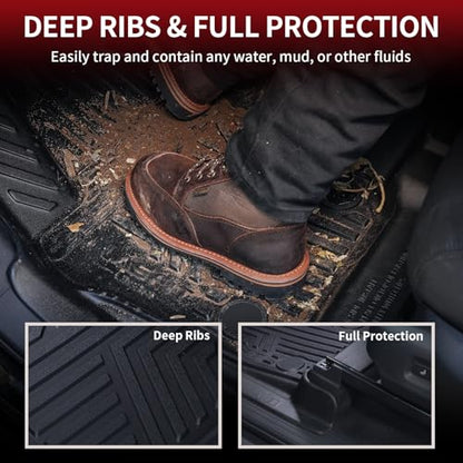 LASFIT Floor Mats for Toyota Tacoma 2024 2025 2026 Double Cab Auto Tran (Not fit Hybrid) All Weather Floor Liner for Tacoma TRD/SR/SR5/limited TPE Custom Fit Car Mats Front&Rear 2 Row Mats