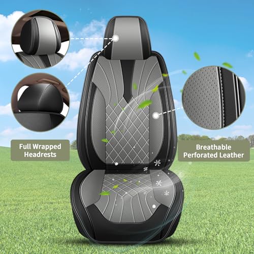 IKABEVEM Car Seat Covers Full Set for Honda CR-V CRV 2015-2025 2026-5 Seats- Breathable Cool Ice Silk Leather Seat Covers - Vehicle Seat Cushion (Black&Beige) - color: 099 Black&Grey, size: 27-CR-V-5 seat covers full set