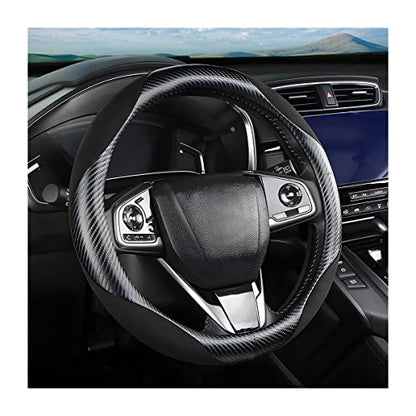 Steering Wheel Cover for Women and Men, Carbon Fiber Plush Steering Wheel Cover Soft Anti-Slip Comforting, Universal 15 Inches Steering Wheels Accessories (Carbon Fiber Black) - color: Carbon Fiber Black