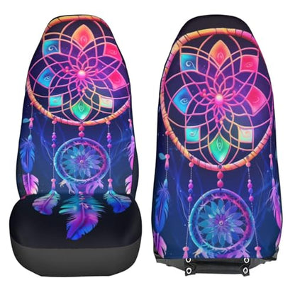 Dujiea Dream Catcher with Feathers Car Front Seat Covers 2 Pcs Universal Auto Seat Covers Front Seats Only, Vehicle Bucket Seat Protectors Fit for Most Car SUV Sedan and Truck - color: Dream Catcher With Feathers