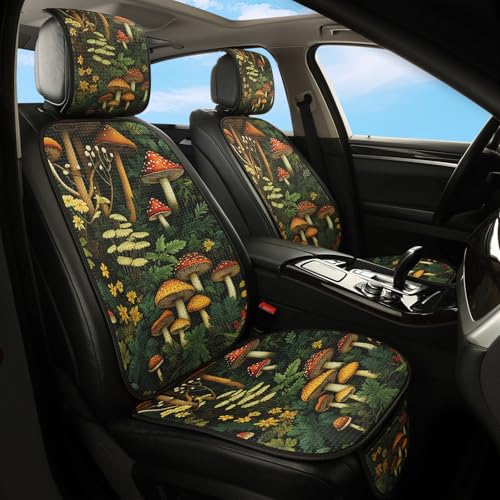 Car Seat Covers Set, 2 - Front Seat Full Set,Mushroom Honeycomb Knit Fabric, Breathable & All - Season Universal Automotive Seat Protectors - color: Mushroom, size: 2 Front-Seat