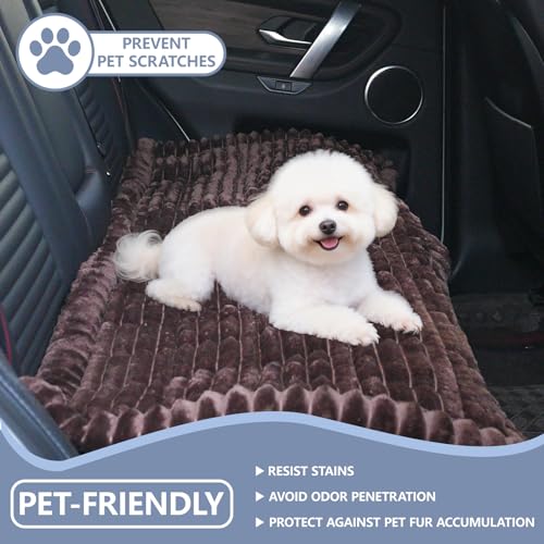 Dog Car Seat Waterproof Bed Cover Non-Slip Car Back Seat Soft and Comfortabl Pet Bed Mat Car Blanket for Travel Backseat Extender Seat Covers Dog Bed for Cars Trucks and SUVs (Dark Brown 23.6” x 51”) - color: Waterproof Dark Brown Cover