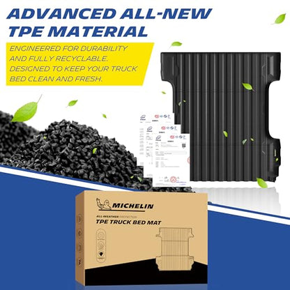 MICHELIN Truck Bed Mat for 2007-2018 Chevy Silverado/GMC Sierra 1500 5.8 FT / 69.3" (2007 New Body Only), All-Weather Truck Bed Liner, Custom Fit, Durable TPE Bedliner, Non-Slip - size: 2) Silverado/Sierra 1500 | 07-18 | 5.8 FT