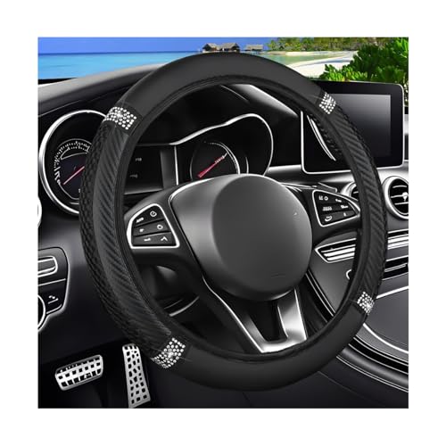 Zpana Bling Car Steering Wheel Cover, Crystal Rhinestones Elastic Stretch Vehicle Steering Wheel Protecter for Women Girl, Automotive Interior Accessories, Universal for SUV Sedan Truck (Black) - color: Black