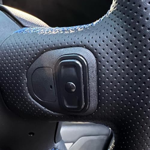 MEWANT Custom DIY Black Artificial Leather Steering Wheel Cover for Dodge Ram 1500 Laramie Big Horn 2019-2021 - color: Black Artificial Leather&Blue Laser Stripe