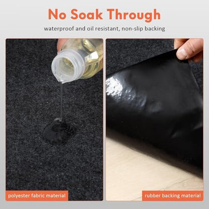 JERIA 2 Pcs 36 X 60 Inch Oil Spill Mat for Under Car Driveway,Oil Leaks Absorbent Oil Pad,Tape Rubber Mat Garage Floor with 16 PCS Tapes - size: 36'' X 60'' (2 PCS)