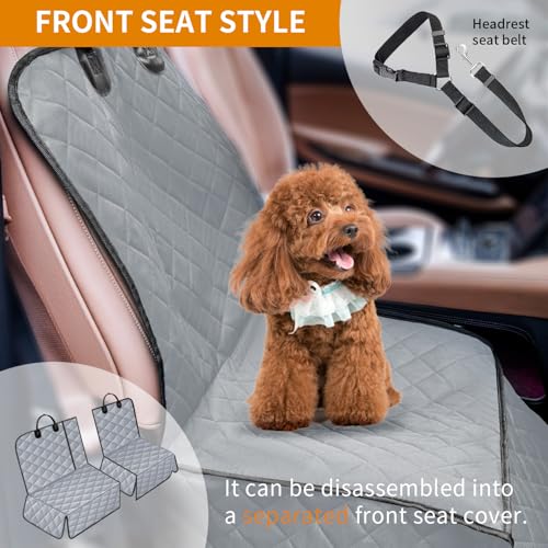 IVY&LANE Dog Car Seat Cover for Back Seat,Conversible 2-in-1 Waterproof Front Seat Cover,Heavy-Duty & Scratchproof Car Seat Protector Cover for SUVs,Trucks and Sedans(Large,Grey) - color: Grey, size: Large