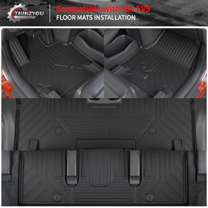 Floor Mats Compatible with 2024 2025 2026 Kia EV9 6&7 Seats Cargo Liner Cargo Mat Trunk Mat Trunk Liner Back Seat Cover Protector EV9 Accessories (Floor Mats+Trunk Mat with Backrest Mat) - style: For Kia EV9 | 2024-2026
