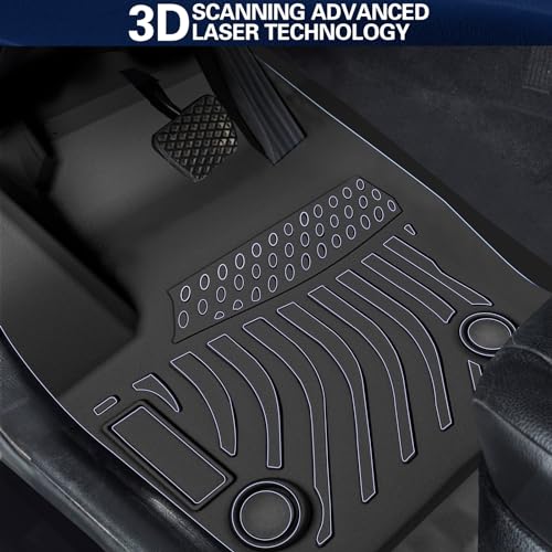 All Weather Rubber Floor Mats Compatible with 2013-2019 Ford Escape & 2013-2018 C-Max, 3Pcs Car Automotive Floor Mats & Cargo Liners Black