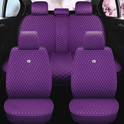 Red Rain Purple Car Seat Cover Full Set Universal Leather Front and Rear Seat Covers Auto Seat Covers (AA-Purple) - color: AA-Purple