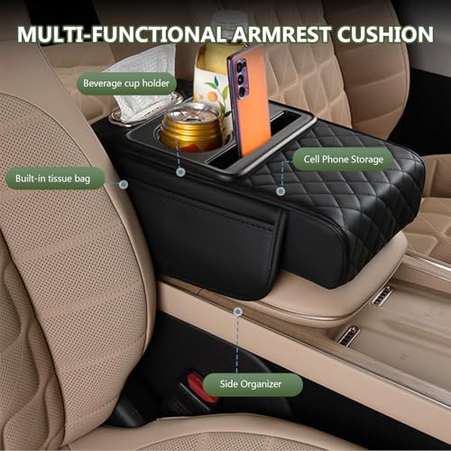 Multifunctional Car Armrest Cushion,5-in-1 Car Center Console Cover,Arm Rest Cover for Car,Car Armrest Storage Box, Car Accessories Center Console Organizers for Most Cars (Style A) - style: Style A